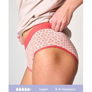 Moodies menstruatie ondergoed (meiden) - Bamboe Hipster - super kruisje - maat XXS (140-146) - print roze