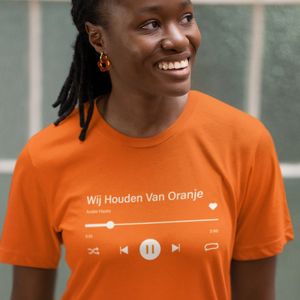 Dames Oranje T-shirt EK WK Wij Houden Van Oranje Music Player - MAAT 3XL - Dames Feestkleding & Carnavalskleding