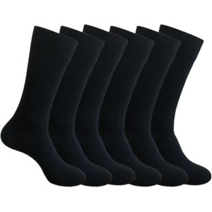 Classinn® Elegant geribbelde Heren sokken 39-42 - zwart - 6 paar