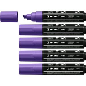 STABILO FREE - Acryl Marker - T800C - Schuine Punt - 4-10 mm - Paars - Doos 5 stuks