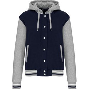 Kariban College jacket met capuchon unisex K4003 - Navy / Oxford Grey / White - L