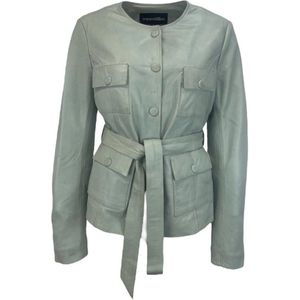 Dames Blauwe Echte Leren Jas – Liya M