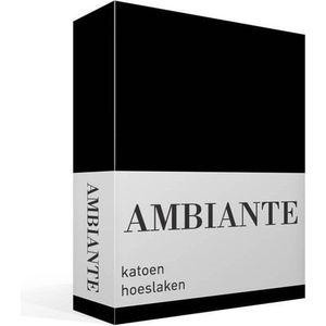 Ambiante Cotton Uni - Hoeslaken - Eenpersoons - 90x210/220 cm - Black