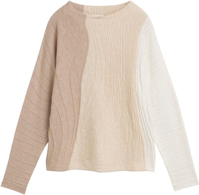 Tom Tailor - 1047691 - Trui - Regular Fit - Korte Opstaande Kraag - Colour Block Patroon