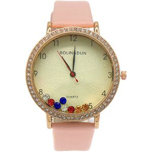 Horloge met Kralen - Kast 40 mm - Band Kunstleer - Roze