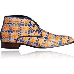 Weavy Yellow High - Maat 44 - Lureaux - Kleurrijke Schoenen Voor Heren - Veterschoenen Met Print