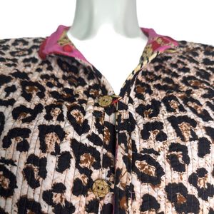 HS – Reversible Jas Dames – Donkerroze Tijgerprint & Panterprint – 100% Katoen – Omkeerbaar – S/M en L/XL