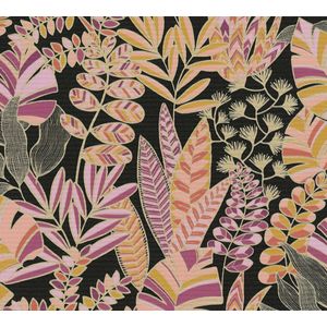 BLADEREN BEHANG | Botanisch - goud oranje roze zwart - A.S. Création Antigua