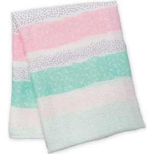 Lulujo swaddle bamboo 120x120 - Pink Spotted Stripe