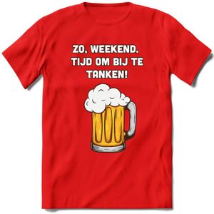 Zo Weekend, Tijd Om Bij Te Tanken T-Shirt | Bier Kleding | Feest | Drank | Grappig Verjaardag Cadeau | - Rood - M