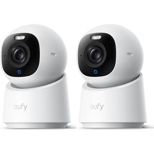 eufy Security Indoor camera E30 2 stuks – Indoor Cam - 4K UHD – Pan & Tilt – AI Mens- en Huisdierdetectie – Kleurennachtzicht – Compatibel met Apple HomeKit – Tweewegcommunicatie – Lokale Opslag – Geen Abonnementskosten