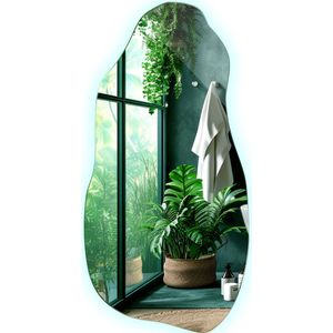 Tulup LED Spiegel - Asymmetrische Spiegel Met Verlichting - 40 cm x 80 cm - Organische Spiegel Met Led Verlichting - Badkamerspiegel - Koel Wit 6500K - Spiegel Organisch Met Licht - Design Wandspiegel