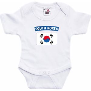 South-Korea baby rompertje met vlag wit jongens en meisjes - Kraamcadeau - Babykleding - Zuid-Korea landen romper 56