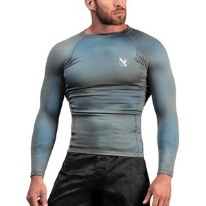 Hayabusa Fusion Long Sleeve Rashguard - Grijs / Aquablauw - maat S