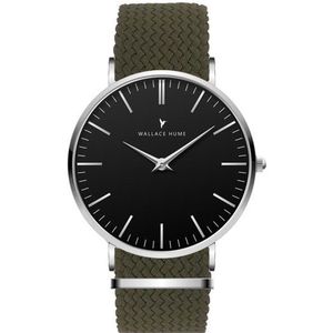 Wallace Hume Zwart - Horloge - Perlon - Leger Groen