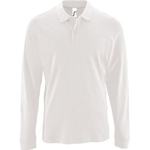 SOLS Heren Perfecte Lange Mouw Pique Polo Shirt (Wit)