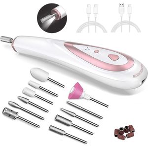 Draagbare Elektrische Nagelvijl voor Manicure en Pedicure met LED-licht - Professionele Nagelverzorgingsset met 11 Opzetstukken