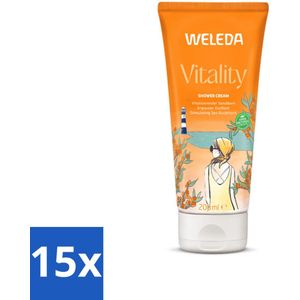 15 x WELEDA - Douchecrème Duindoorn Vitality - 200 ml - Douchecrème - Duindoorn - Natuurlijke Douchecrème - Biologische Douchecrème - Vitaliteit
