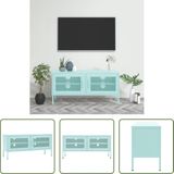 The Living Store TV-meubel - Stalen constructie - Mint - 105x35x50 cm - 2 gaasdeuren