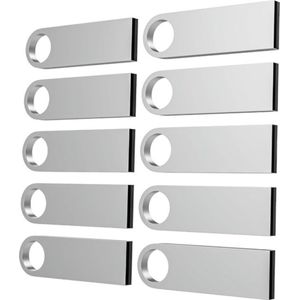 USB-stick 8GB 10 Stuks Mini Metaal Memory Stick 8 GB USB 2.0-flashdrives waterdicht geheugensticks Portable Data Storage met 10 sleutelhangers