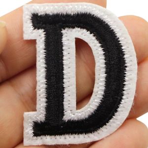 Alfabet Strijk Embleem Letter Patch Zwart Wit Letter D / 3.5 cm / 4.5 cm