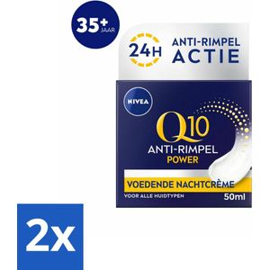 NIVEA - Nachtcrème - Q10 POWER Anti-Rimpel - Voor alle huidtypen - Met Q10 & Creatine - 50 ml - Voordeelverpakking - 2 stuks