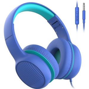 StayPowered Hoofdtelefoon - Veilig Geluid voor Kinderen - Volumeregelaar - Stereogeluid - Audio Sharing - Comfortabele Oorkussens - Ingebouwde Microfoon - Voor Kids - Zachte Eco-Lederen Oorkussens - Blauw - Levering Sneller dan Aangegeven!