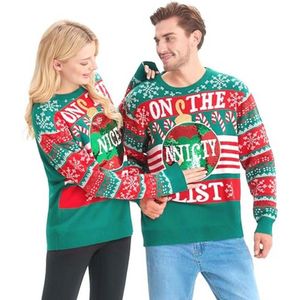 Giggling Getup Lelijke kersttruien voor heren, ondeugende kersttrui met pailletten, grappige lelijke kersttrui groen