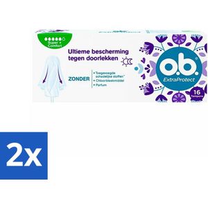 o.b. - Tampons - Extra Protect Super Plus - Betrouwbare Nachtbescherming - 16 tampons - Voordeelverpakking - 2 stuks