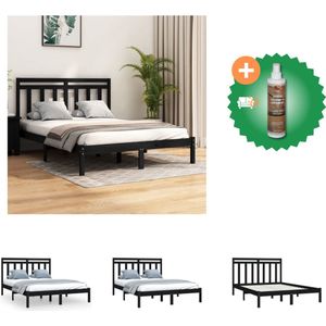 vidaXL Bedframe massief hout zwart 120x190 cm 4FT Small Double - Bed - Inclusief Houtreiniger en verfrisser