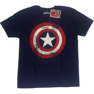 Captain America - Cracked Shield Mannen T-Shirt - Blauw - M