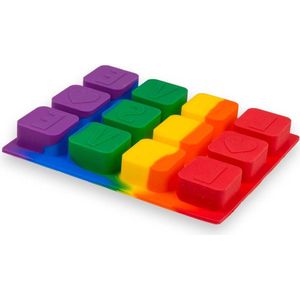 Siliconen ijsblokjesmaker in regenboogkleuren voor 12 ijsblokjes - ijsblokjesvorm ca. 17 x 14 x 2 cm groot - Love is Love - - nodig .