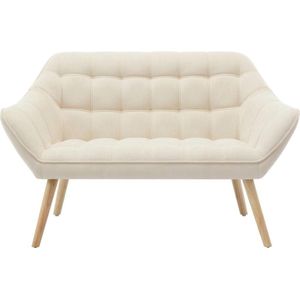 Vente-unique Tweezitsbank en fauteuil van beige stof CASERTA L 127 cm x H 77 cm x D 73 cm