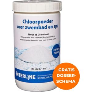 Interline Chloorshock 1 kg - Inclusief doseerschema - Chloorgranulaat voor zwembad - Chloorshock - Chloorgranulaat voor kleine en middelgrote zwembaden