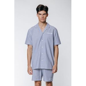 Colourful Rebel Regular Fit Overhemd Ezra Boulevard Stripes met Backprint White/ Dark Blue