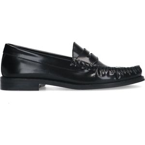 Manfield Leren Loafers Zwart