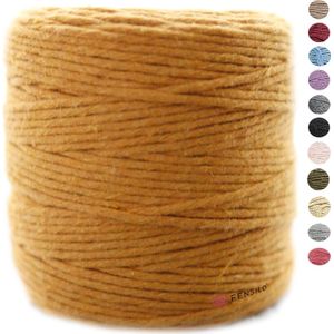3mm x 200m MOSTERD macramé katoenen koord Macrame Touw|kleuren om mee te knutselen|Garen voor Wandkleed en Plantenhanger Zelf Maken|Dromenvanger||engel van macramé