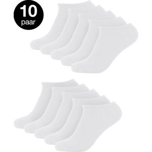 Jacob & Roy's Sneakersokken 10 Paar - Wit - Dames & Heren - Katoen - Maat 35-38 - Sneaker Socks