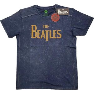 The Beatles - Drop T Logo Heren T-shirt - S - Blauw