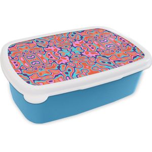 Broodtrommel Blauw - Lunchbox - Brooddoos - Patronen - Lavalamp - Abstract - 18x12x6 cm - Kinderen - Jongen