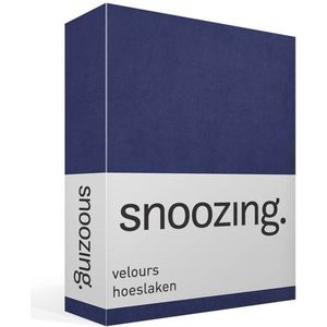 Snoozing velours hoeslaken - Extra breed - Navy