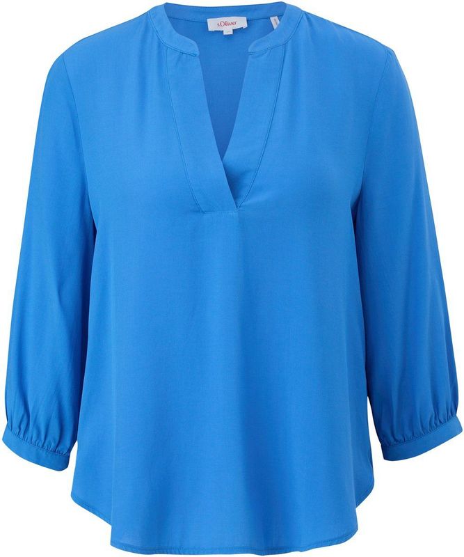 S.Oliver Blousetop met Bladprint Blauw