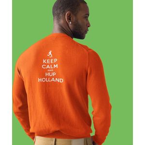 Oranje EK WK Koningsdag Trui Keep Calm & Hup Holland Back (MAAT XS - UNISEKS FIT) | Oranje kleding / sweaters | WK Feestkleding