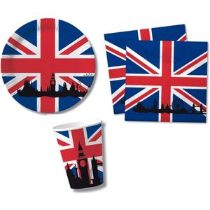 Tafel dekken versiering set vlag United Kingdom thema voor 40x personen - Bekertjes - Bordjes - Servetten