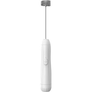 Melkopschuimer Handheld - Elektrische melkopschuimer - roestvrijstalen handzame elektrische melkopschuimer - 1 instelbare snelheden Mini melkopschuimer voor latte - Wit