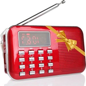 oCreon Raddy RF23 Draagbare Radio AM/FM Korte Golfontvanger MP3 LCD Wekker Micro-USB Rood