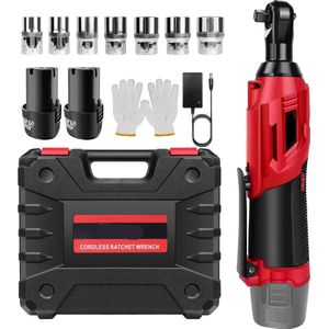 Ratelsleutel - Elektrische Ratelsleutel - Draadloze Ratelsleutel - Dopsleutel Set - Ratel Set - Met Koffer - 2x Accu - Snellader - 3/8"" - 1500mAh