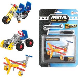 Toi Toys - Bouw zelf een metalen voertuig -  1 stuk -  Vliegtuig - Speelgoed - Bouwen - Kinderen - Jongens - Meisjes - Cadeau - Bouwvliegtuig - Bouw Speelgoed -  Constructie Voertuigen - Bouwpakket - Creativiteit - Fijne Motoriek