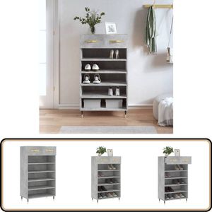 vidaXL Schoenenkast 60x35x105 cm Betongrijs Schoenenkast - Shoe Storage - Bergruimte - Organisatie - Entreehal