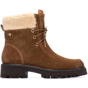 Carmela - 162717 - Leren Enkellaarsjes - Bruin - Plat - Ritssluiting